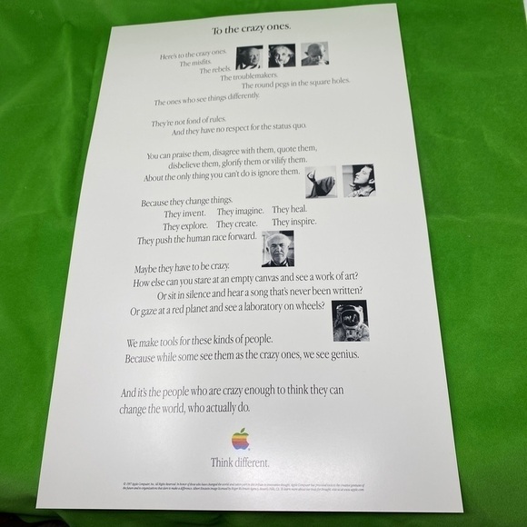 RARE Dylan Version of Think different POSTER Apple Computer To the Crazy Ones - Picture 1 of 11